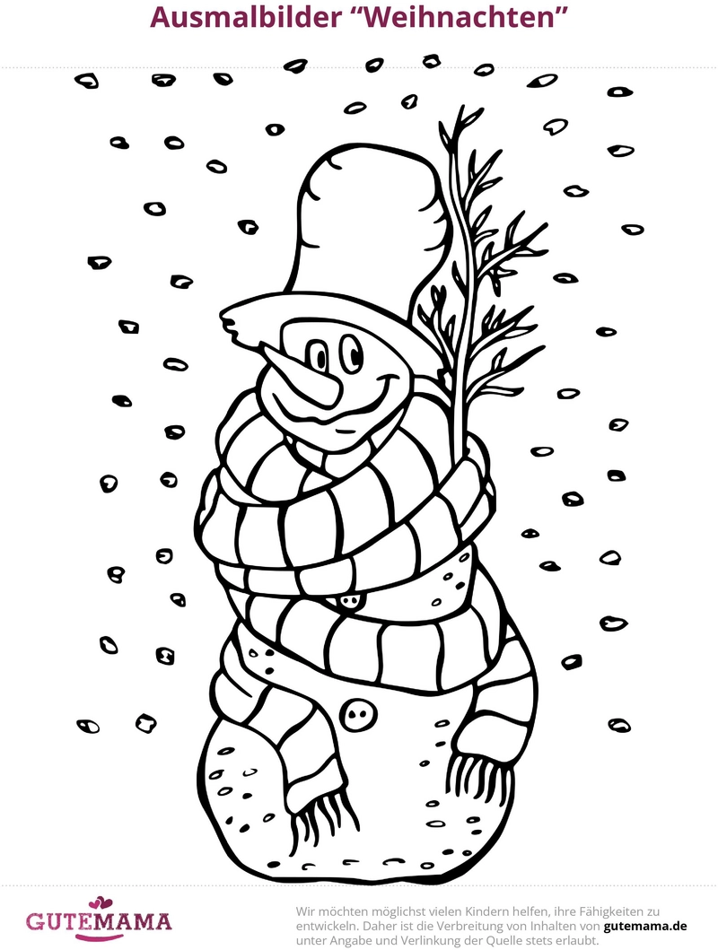 malvorlage-schneemann-im-winter-mit-festlichem-flair
