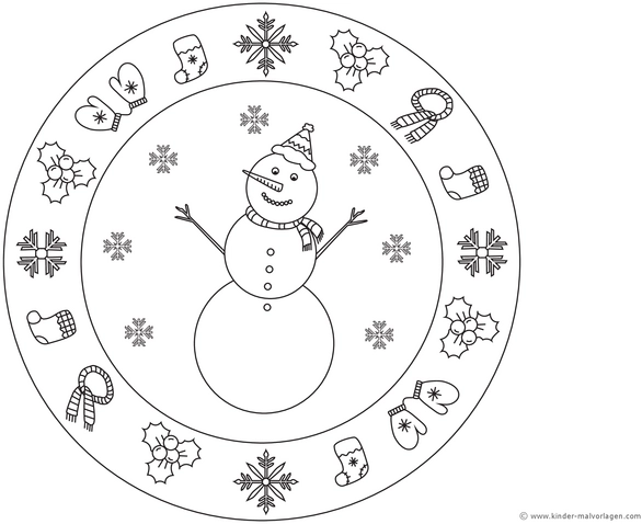 malvorlage-schneemann-im-winterkreis
