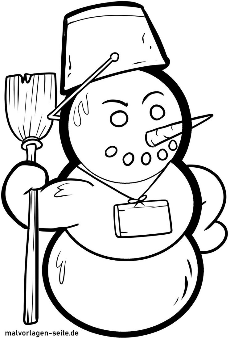 malvorlage-schneemann-mit-besen-und-eimer