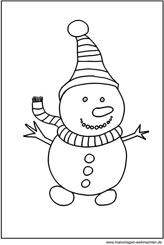 malvorlage-schneemann-mit-hut-und-schal