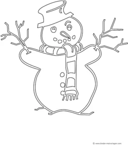 malvorlage-schneemann-mit-hut-und-schal-fuer-den-winter