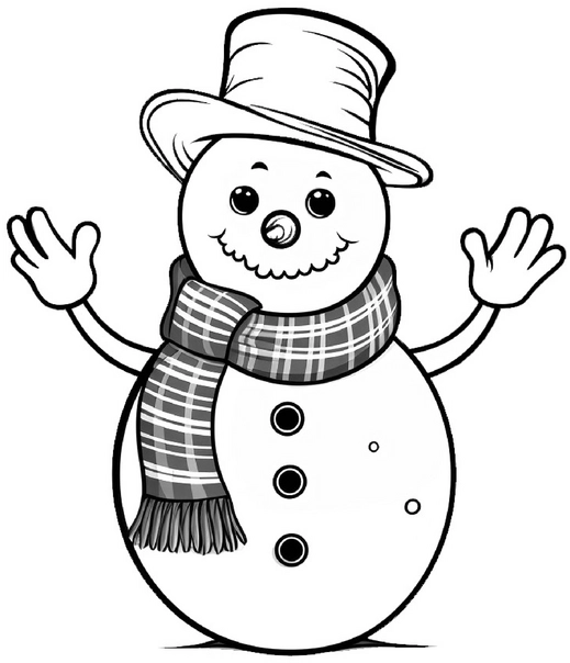 malvorlage-schneemann-mit-hut-und-schal