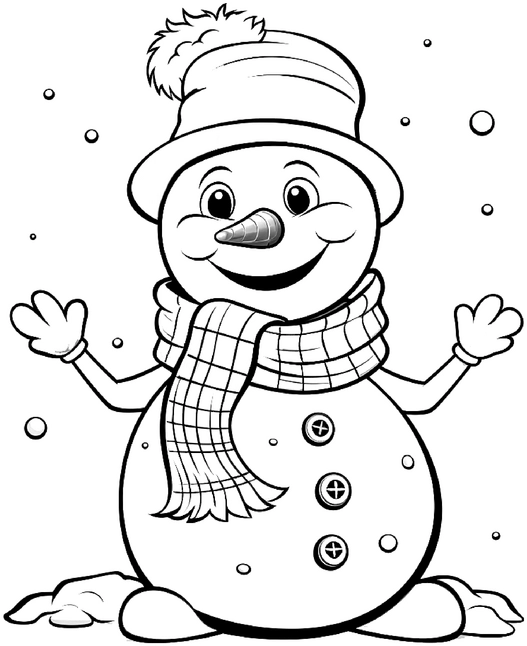 malvorlage-schneemann-mit-karottennase-und-schal