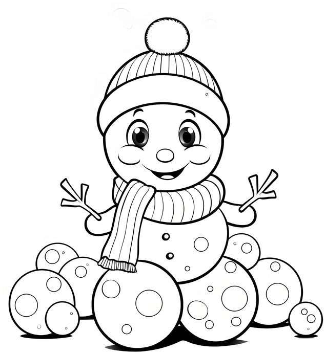 malvorlage-schneemann-mit-schneebaellen