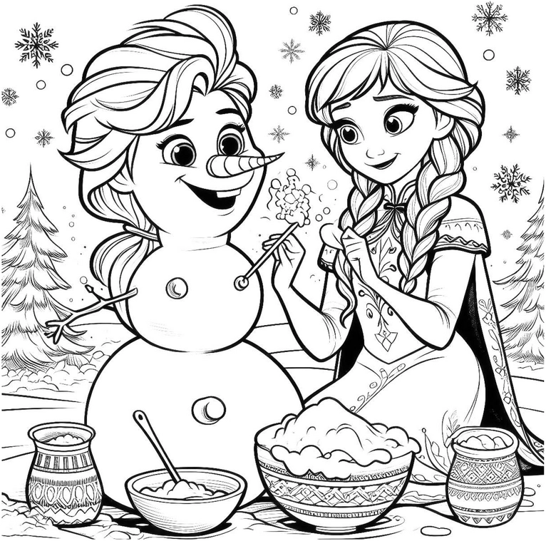 malvorlage-schneemann-und-winterfreundschaft