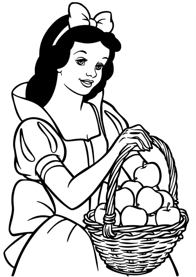 malvorlage-schneewittchen-mit-aepfeln