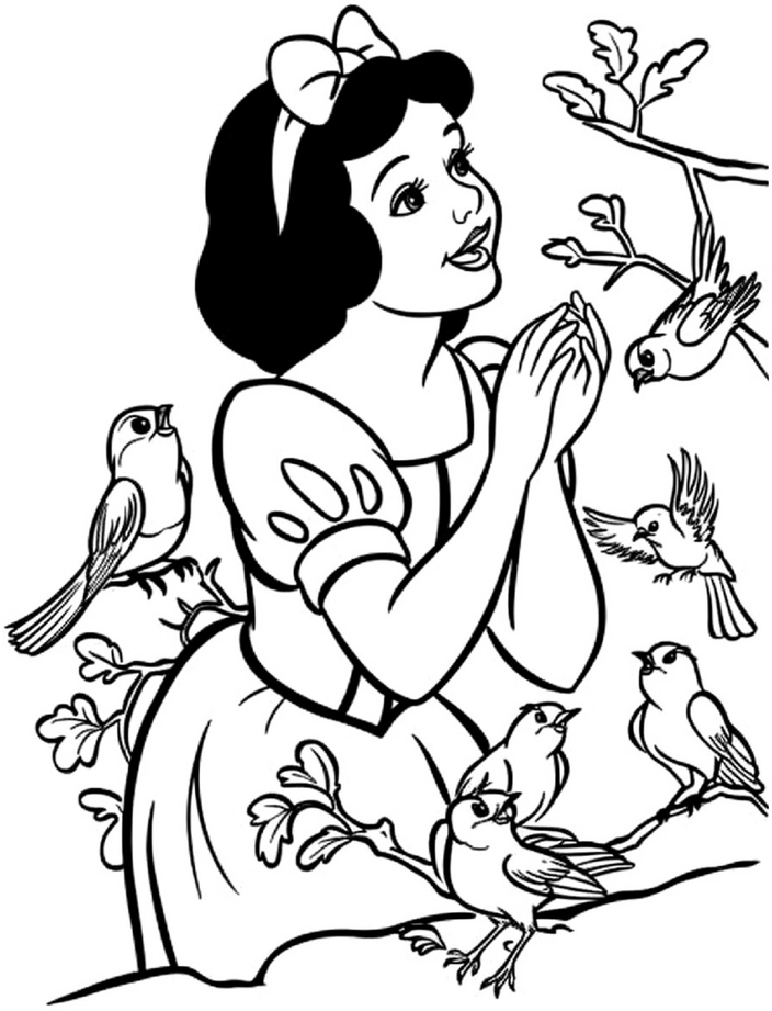malvorlage-schneewittchen-und-voegel