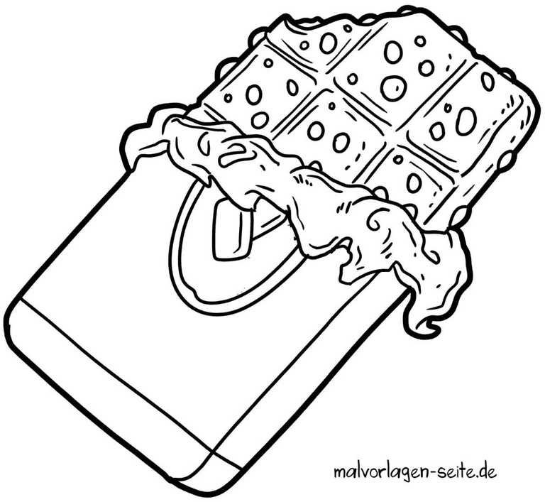 malvorlage-schokolade-mit-geschmolzenem-ueberzug