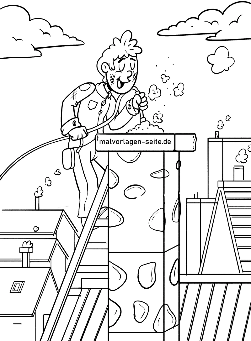malvorlage-schornsteinfeger-auf-dem-dach