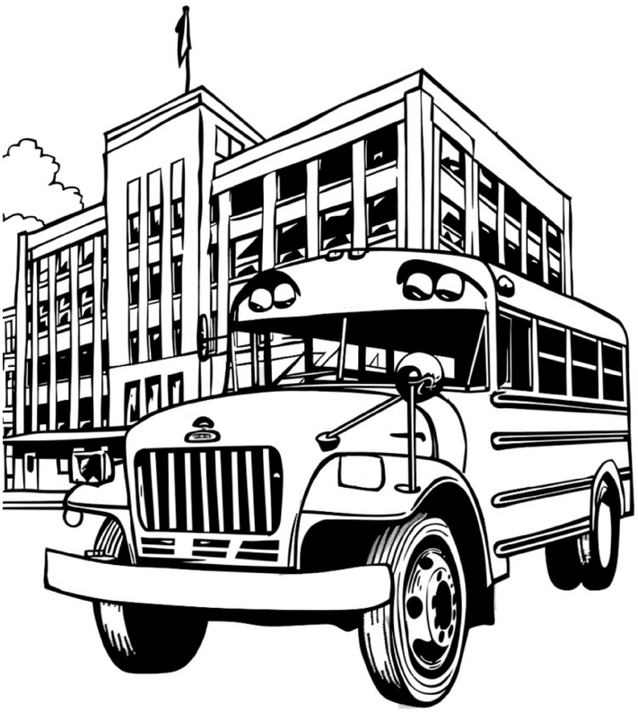 malvorlage-schulbus-vor-der-schule