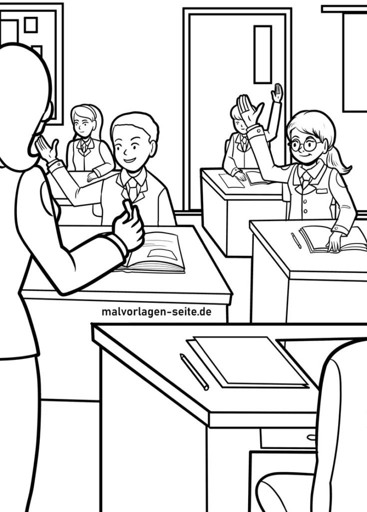 malvorlage-schulklasse-mit-schuelern-im-unterricht