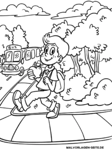 malvorlage-schulweg-junge-bus-apfel