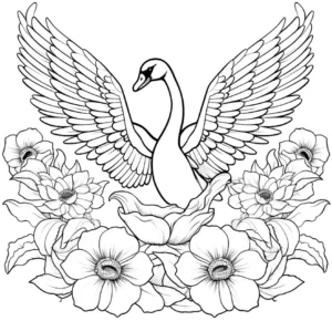 malvorlage-schwan-mit-blumenmotiv