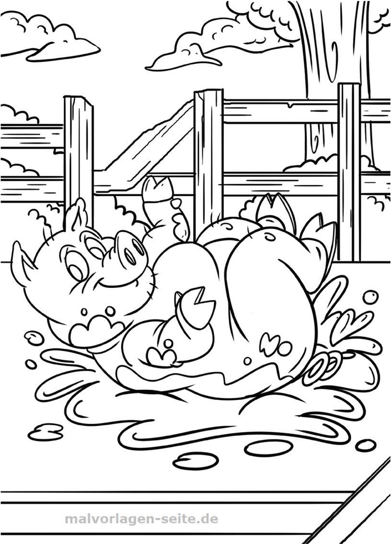 malvorlage-schwein-im-schlamm