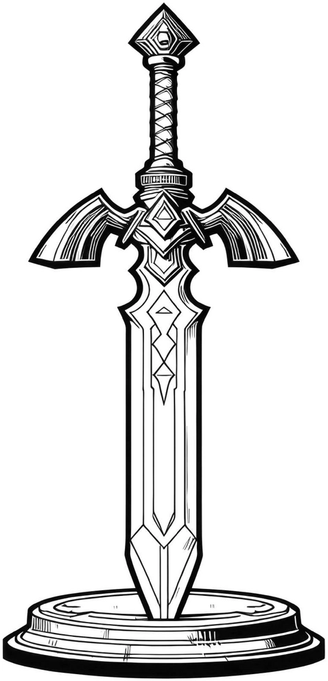malvorlage-schwert-auf-sockel-ausmalbild