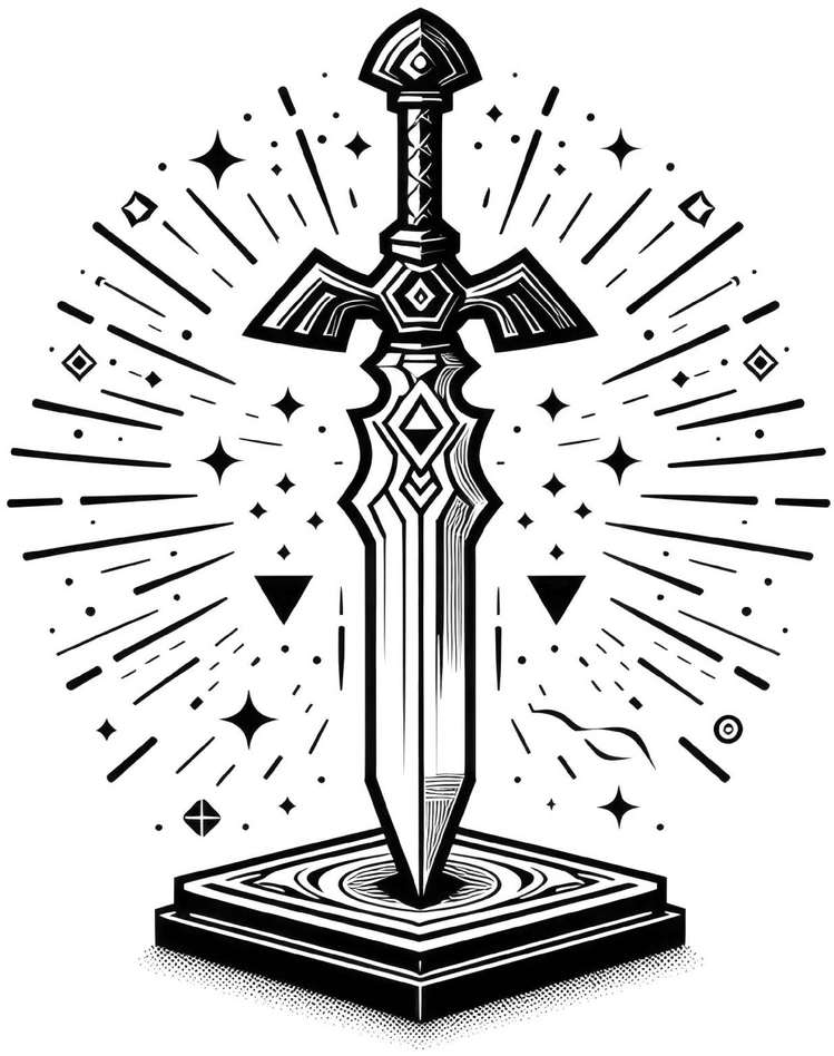 malvorlage-schwert-geometrische-formen-und-sternen