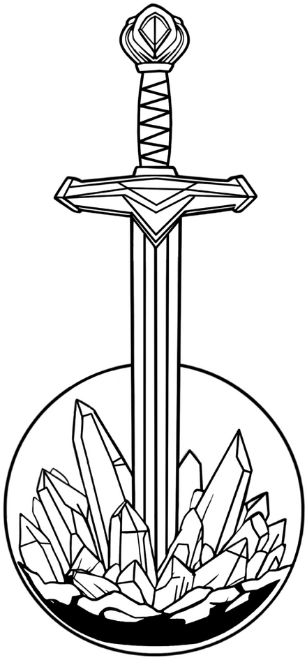 malvorlage-schwert-kristalle-ausmalbild