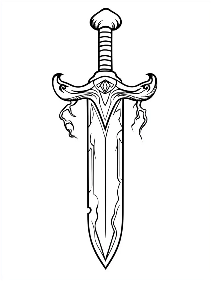 malvorlage-schwert-mit-fantasievollem-design
