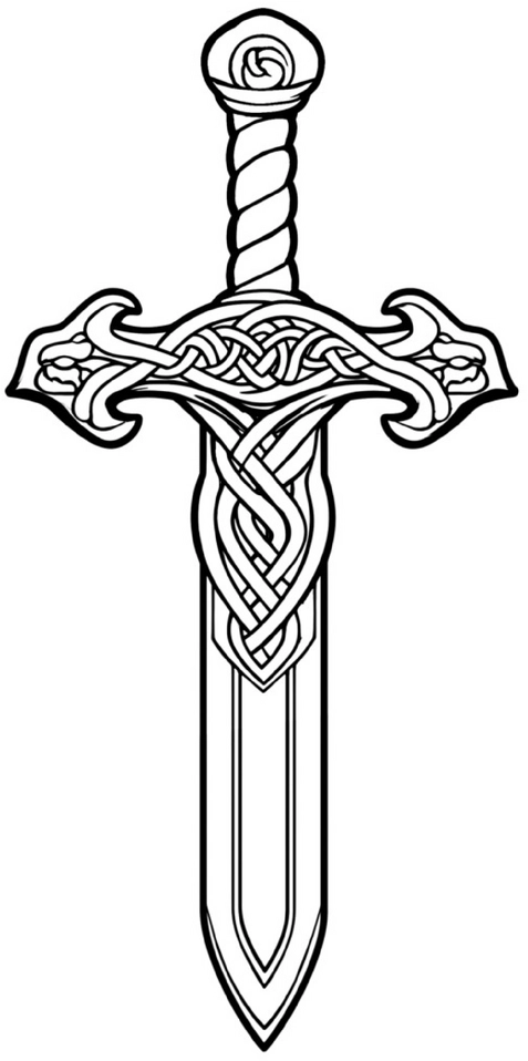 malvorlage-schwert-mit-keltischem-design