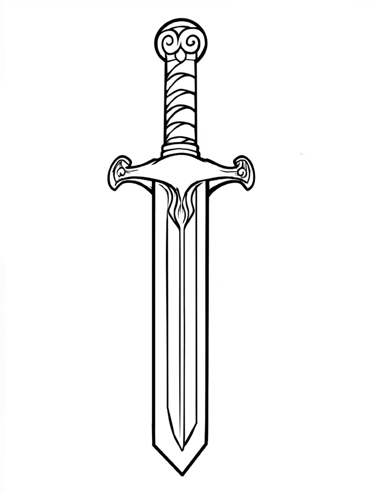 malvorlage-schwert-mit-kunstvollem-griff