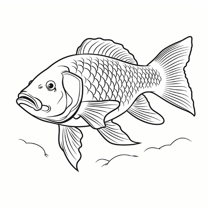 malvorlage-schwimmender-fisch-ausmalbild
