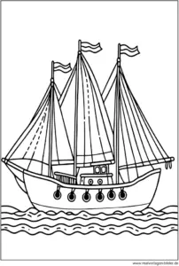 malvorlage-segelboot-auf-dem-wasser