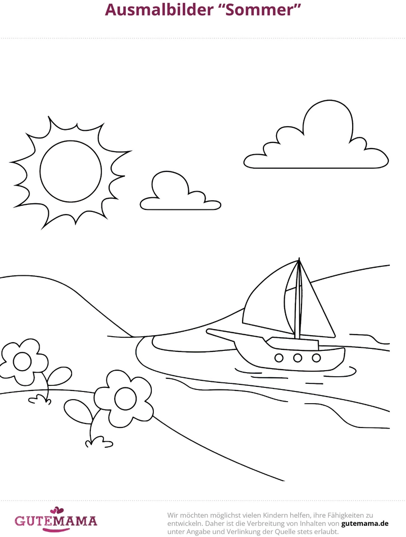 malvorlage-segelboot-sommerlandschaft