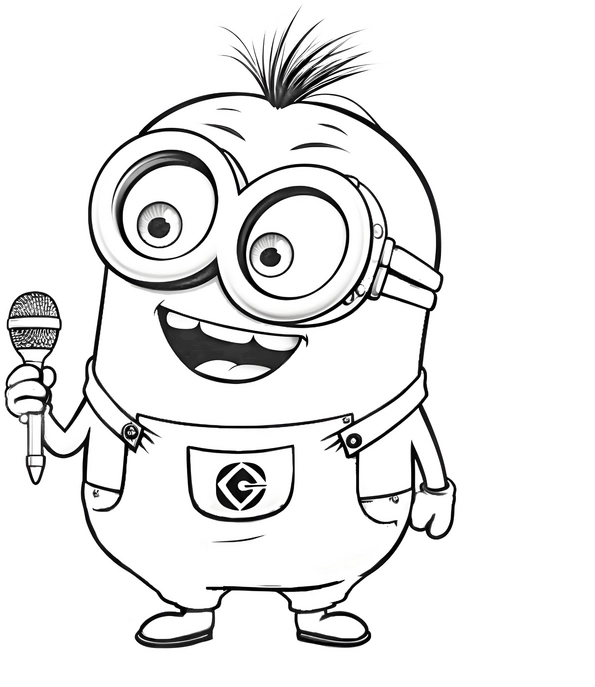 malvorlage-singender-minion-mit-mikrofon