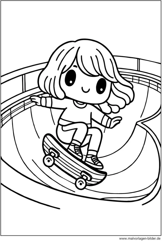 malvorlage-skateboard-maedchen-ausmalen