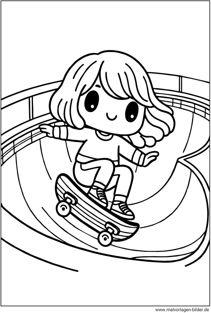 malvorlage-skateboard-maedchen-ausmalen
