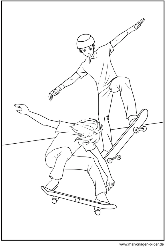 malvorlage-skater-auf-skateboard
