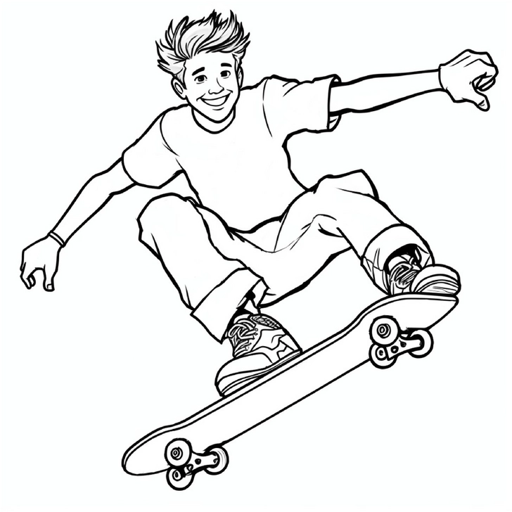 malvorlage-skater-in-aktion-ausmalbild