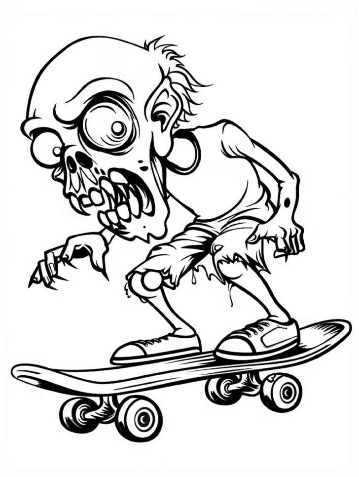 malvorlage-skaternder-zombie-fuer-kreative-kinder