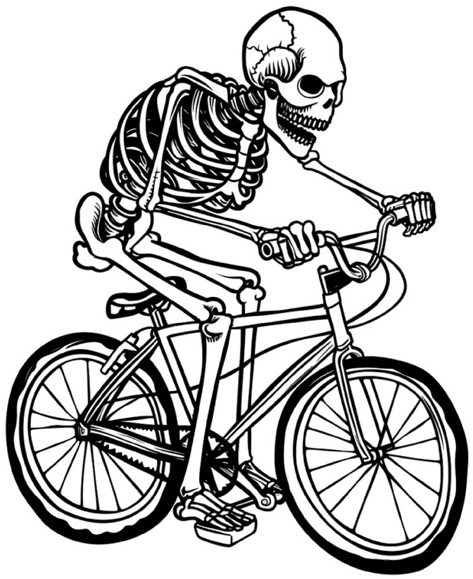 malvorlage-skelett-auf-fahrrad