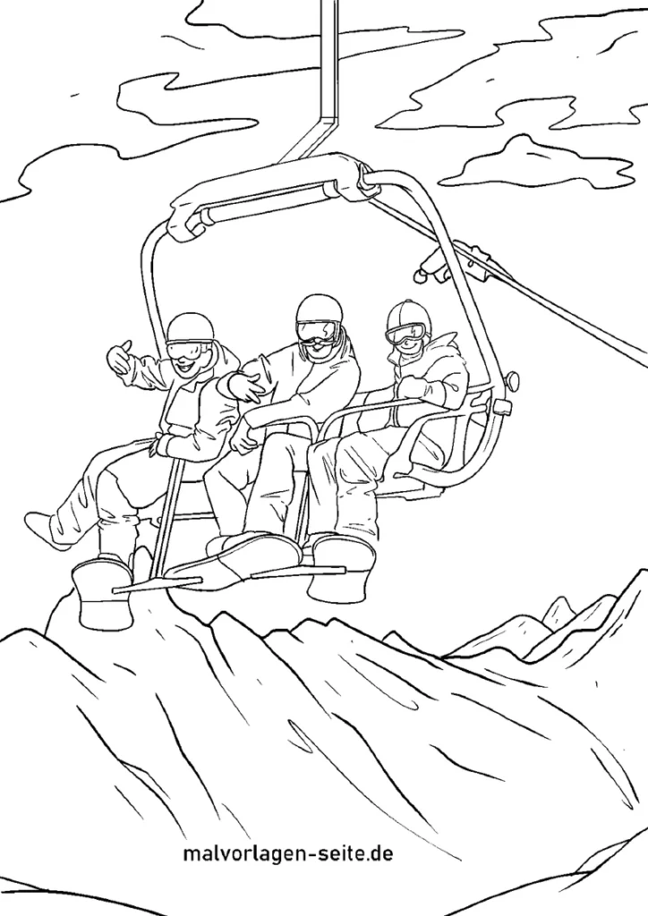 malvorlage-skifahrer-im-skilift