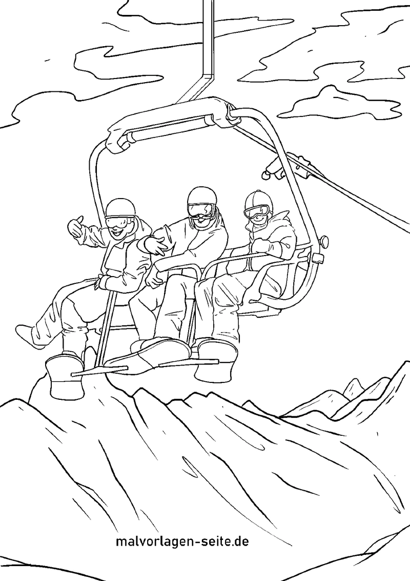 malvorlage-skifahrer-im-skilift