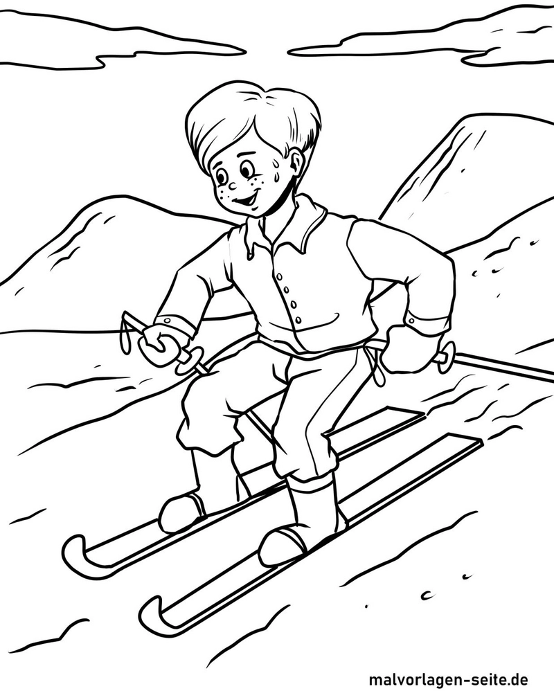 malvorlage-skifahrer-im-winter