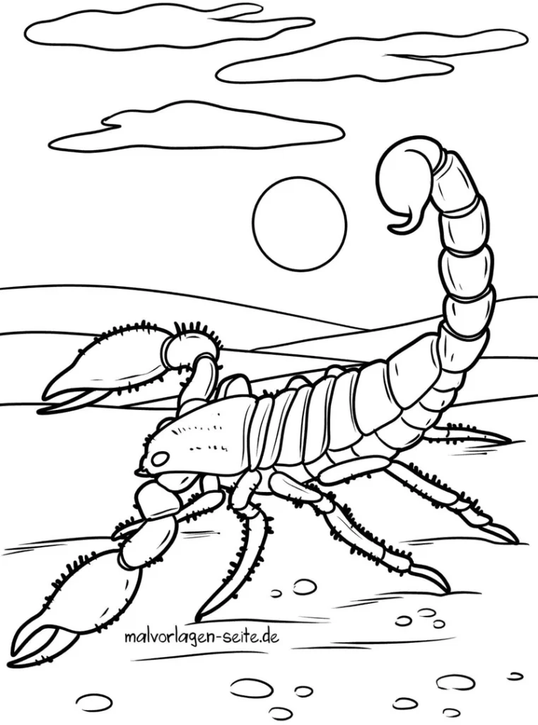 malvorlage-skorpion-in-der-wueste