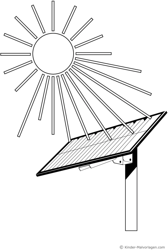 malvorlage-solarpanel-und-sonne