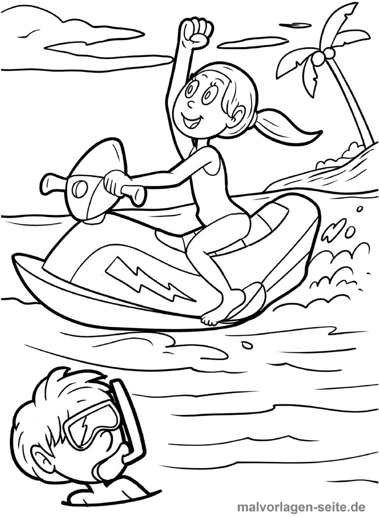 malvorlage-sommer-jetski-abenteuer-kinder