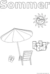 malvorlage-sommer-sonnenschein-liegen-und-sandburg