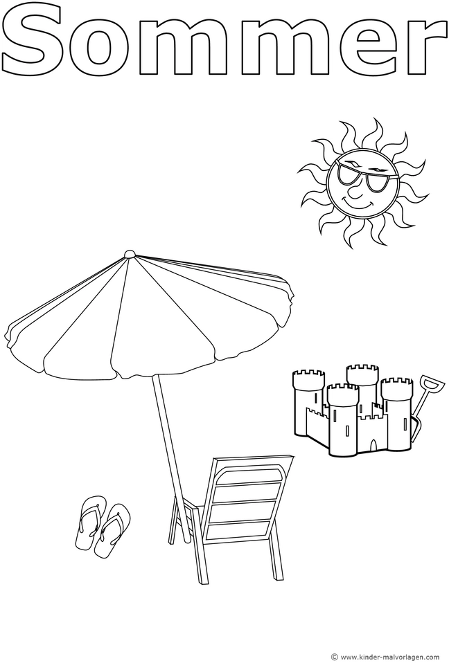 malvorlage-sommer-sonnenschein-liegen-und-sandburg