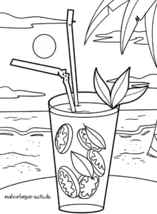 malvorlage-sommergetraenk-am-strand