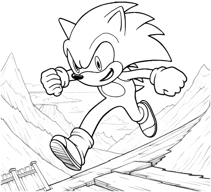 malvorlage-sonic-sprint-durch-die-berge