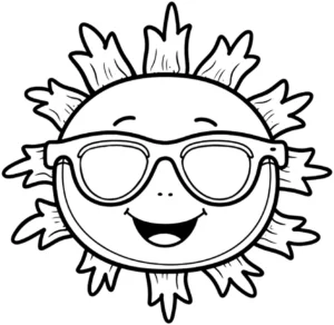malvorlage-sonne-mit-sonnenbrille-zum-ausmalen