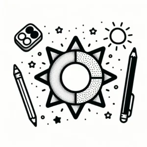 malvorlage-sonne-mit-sternen-und-symbolen