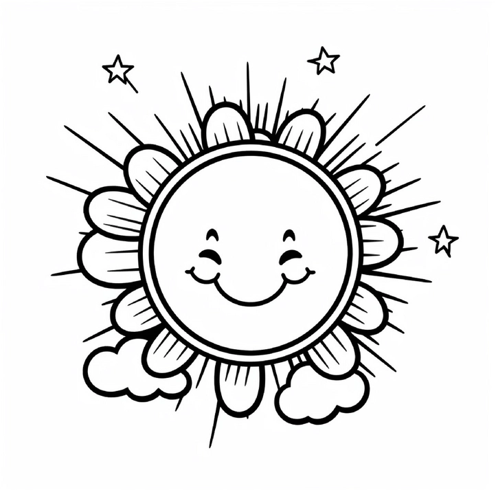 malvorlage-sonne-mit-wolken-und-sternen