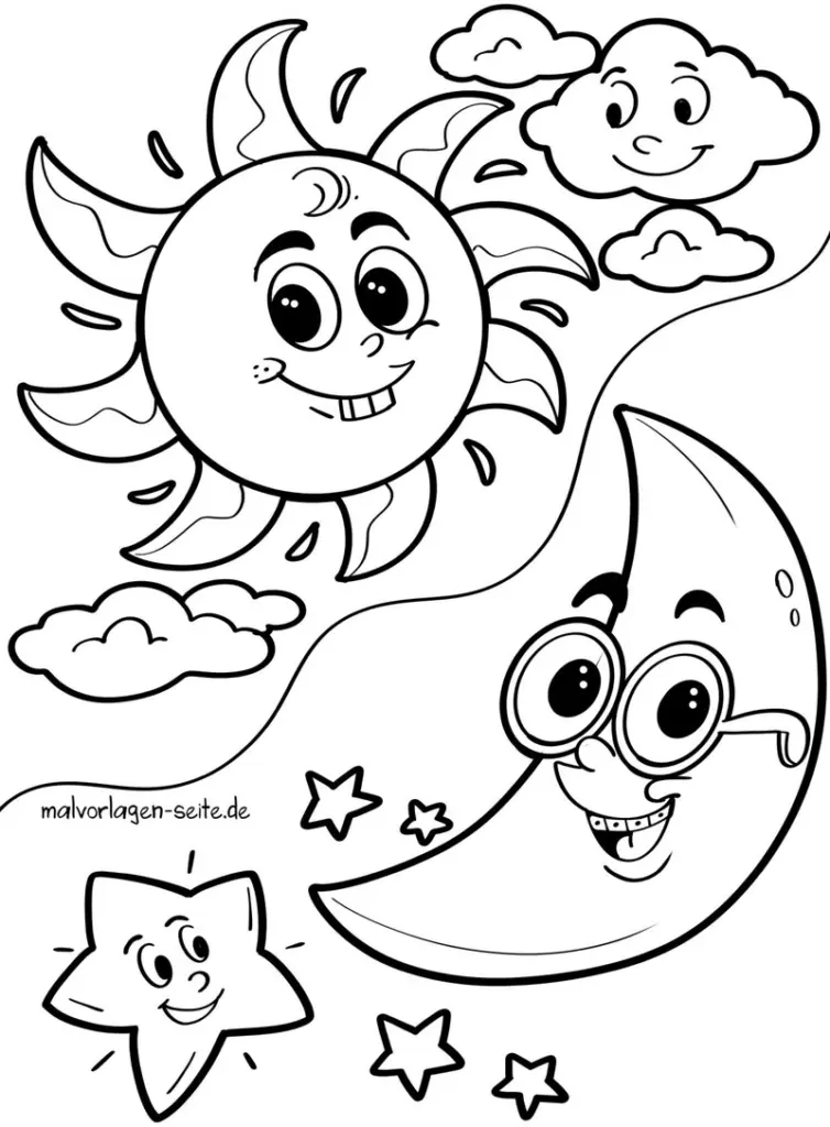malvorlage-sonne-mond-sterne-illustration