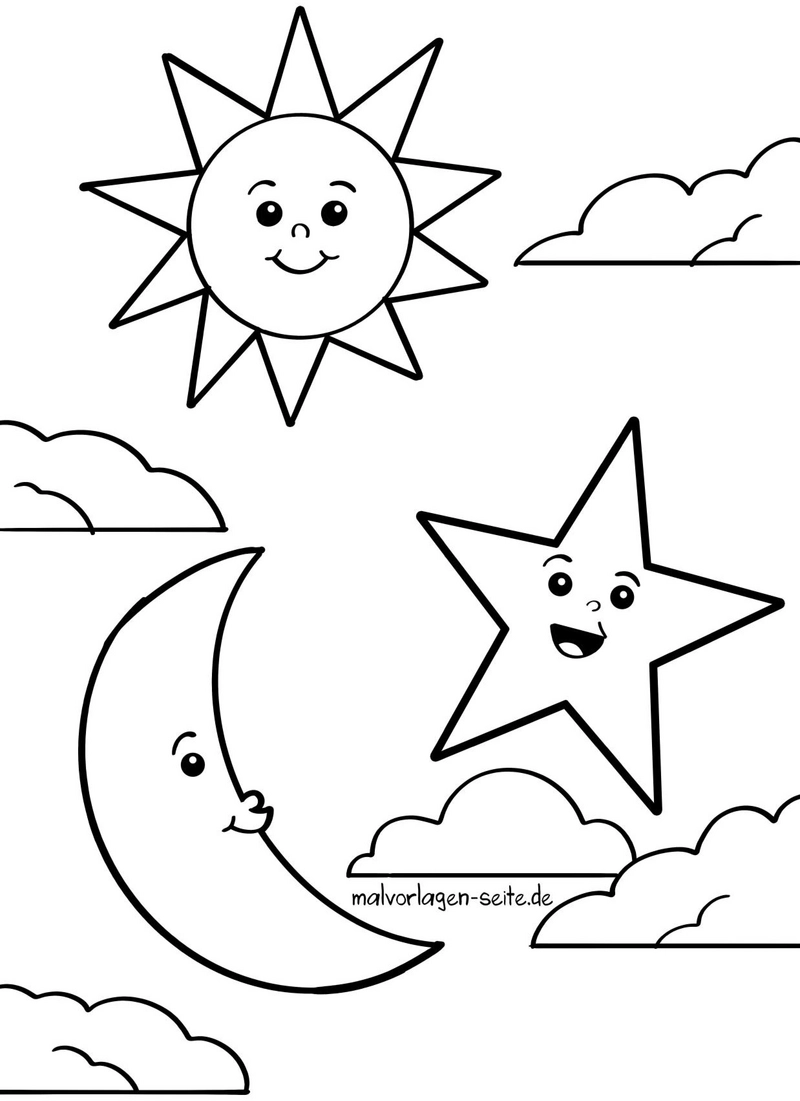 malvorlage-sonne-mond-und-sterne-ausmalbild