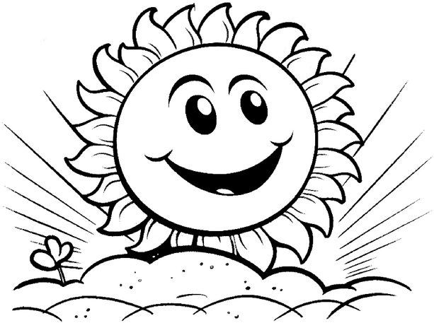 malvorlage-sonne-ueber-wolken-und-pflanze
